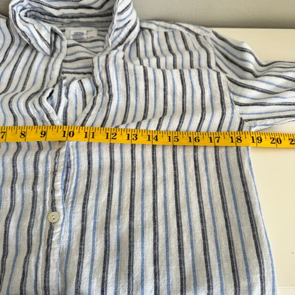 Calypso St Barth Top Large Linen Front Tie Cropped Beachy Nautical Preppy - Picture 10 of 12